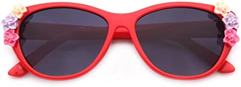 Кира Деца Девојки Мали Деца Модни Очила За Сонце Катеј Слатки Очила за Сонце Со Цвеќиња Ув Заштита со/Торбичка