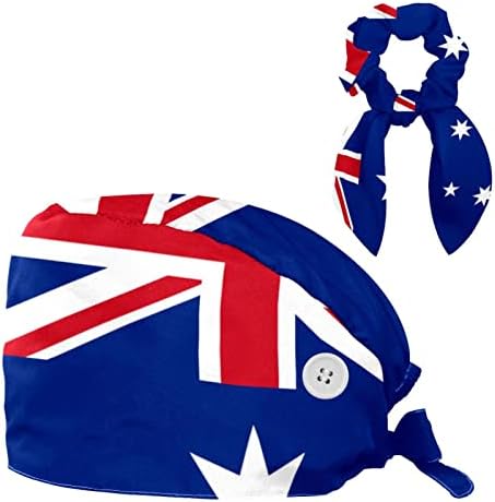 Австралиско Знаме Работно Капаче Со Копчиња Прилагодлива Буфантна Капа Унисекс Капа За Чистење Со Лак Коса