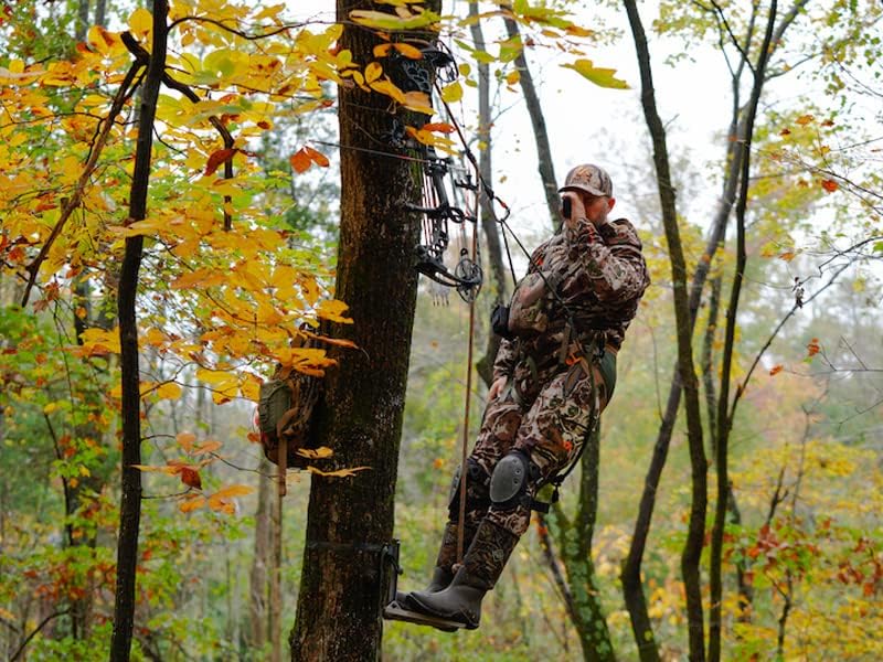 Лов на лов на седло на лесни дрвја: Удобно ловечко седло со седиште, прилагодливо седло за искачување на дрвјата, алатки за безбедност