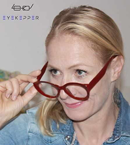 Очила За Читање Тркалезни Очила За Читање Жени Стилски Читатели Со Голема Рамка-Црвена +2.25