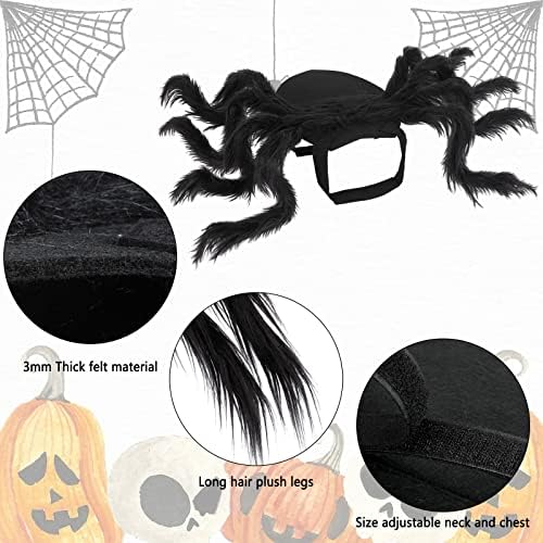 Rypet Pet Spider Costume - Ноќта на вештерките пајак костум за мачки и мали и средни кучиња Ноќта на вештерките, облекување на фестивалска