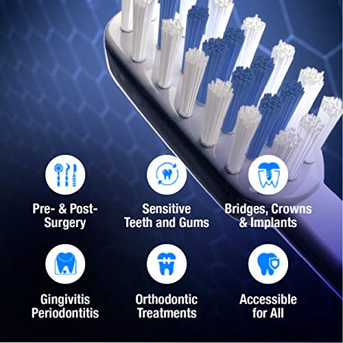 Еми-Денска орална четка за заби со орална Waver со ултразвучна технологија, нежна вибрација и паста за заби на нано-меур. Идеално за чувствителни
