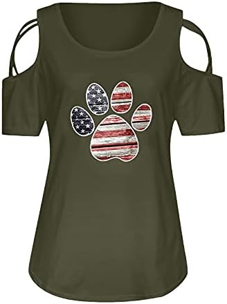 4 јули Маици Кошули За Жени Краток Ракав О Маица За Вратот Американски Знаме Ленти Вратоврска - Боја Патриотска Блуза Врвот