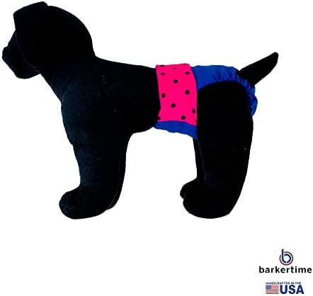 Баркер Време Розова Полка Точка На Сина Премиум Водоотпорна Пелена За Кучиња, XL, Без Дупка За Опашка - Направена Во САД