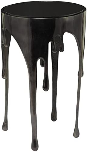 Деко 79 Алуминиум Капе Акцент Маса Со Топење Дизајнирани Нозе И Засенчени Стакло Врвот, 16 х 16 х 25, Црна