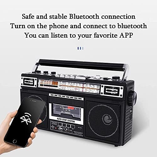 Касета Boombox, Конверзија од радио во касета со радио 4-опсег со Bluetooth, двојни 3 ”звучници, вграден микрофон, рекордер и еквилајзер