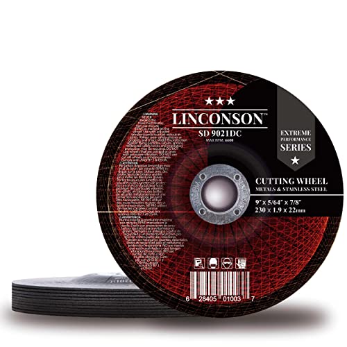 Линконсон 5 пакет 14 инчи отсечено тркало за метал и не'рѓосувачки челик што се користи на мелница за агол 14 ”x1/8” x1 рамен диск