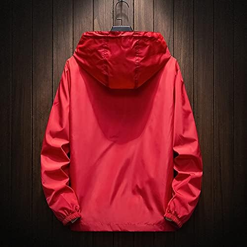 Ymosrh дождовни јакни за мажи водоотпорна зимска обична боја плус големина качулка патент на отворено спортско палто варсити јакна