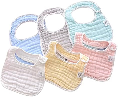Rumtut Snap Muslin Potton Bibs, 6 пакувања меки бебиња за бебиња за новороденчиња, новороденчиња и мали деца
