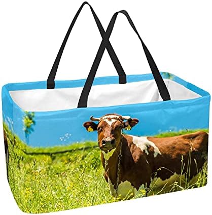 50L купувачи торби фарма крава во трева ливада што може да се склопи во кутијата за намирници со рачки, еднократно