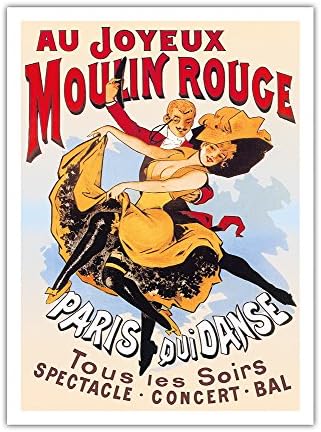 Au oyојекс Мулин Руж - Танц Кабаре - Париз, Франција - Гроздобер театарски постер C.1890S - Мастер уметност принт 9in x 12in