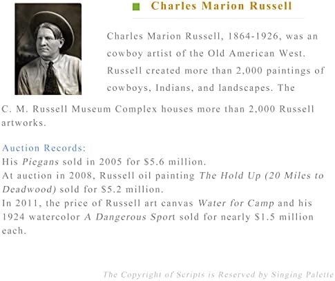 $ 80 - 1500 $ рака насликана од наставници на уметнички академии - 18 слики Стара приказна 1910 Чарлс Мерион Расел Индијана