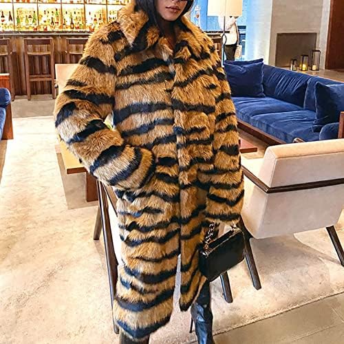 Женска вештачка волна топла долга ракав леопард печатена јакна со долги ракави крзнена надворешна облека со долга руно поштенска јакна