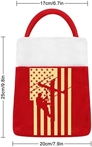 Линеман Американски Знаме Кеси Луксузна Торбичка Божиќна Вреќа За Празнични Орнаменти
