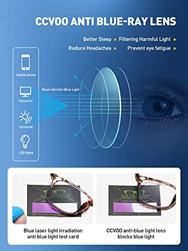CCVOO 5 Пакет Очила За Читање Со Блокирање На Сина Светлина, Филтер УВ 400 /Отсјај Модни Игри Очила Жени/Мажи
