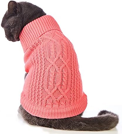 Jnancun Cat Jumper Turtleneck плетена облека без ракави облека топла зимска облека за маче облека за мачки или мали кучиња во