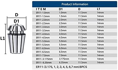 Заах ЕР11 Колет Чак 1-7мм 1/4 1/8 0 0.008 мм Висока Точност ЕР Пролет Колет За Малку Мелење Држач за Стегање 1 парчиња