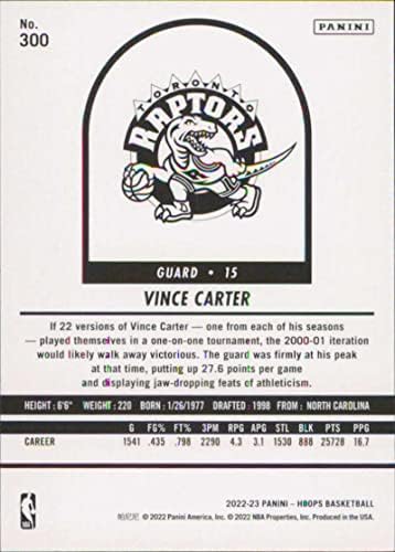 2022-23 Panini NBA Hoops 300 Vince Carter NM-MT Toronto Raptors Кошарка Трговска картичка НБА