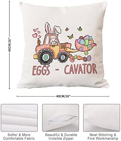 Јајца и каватор Велигден фрлаат перници за покривање на акварел за зајаци, пролетна сезона, цветна перница, плоштад, декорт -перница
