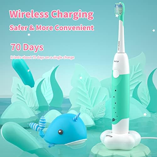 Whitop ED01 Little Fish Kids Electric Conte за заби со тајмер, IPX8 водоотпорен, 3 режими што се полнат Sonic електронски четки за заби,