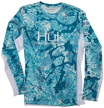 Huk Men's Icon X Camo Camo со долг ракав за изведба на риболов кошула
