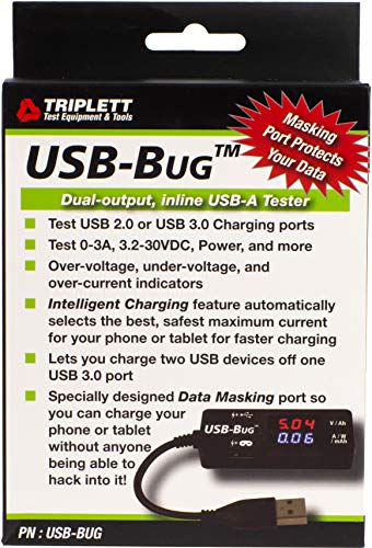 Triplett USB-Bug Dual-Output, Inline USB-A тестер со порта за маскирање податоци