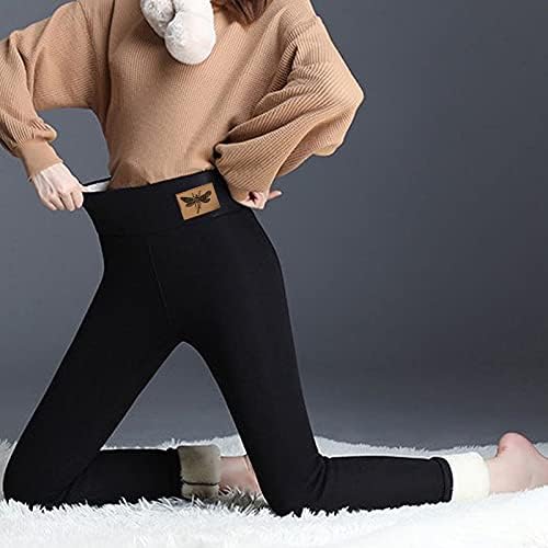 Жени Висок Струк Растегливи Дебели Кашмирски Хеланки Зимски Шерпа Хеланки Обложени Со Руно Кадифен Топли Термални Панталони