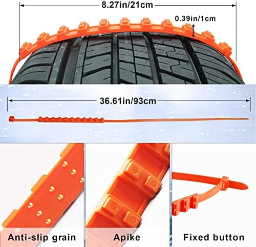 Синџири за снежни гуми за автомобил - 10 парчиња преносни гуми за влечење најлонски анти -лизгачки ланец појас Универзален прилагодлив