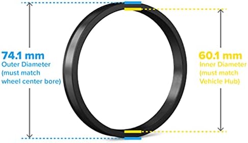 Stancemagic Hubcentric Rings - 60.1mm ID до 74,1 mm OD - црна поли -јаглеродна пластична хубрила - само компатибилни со Toyota