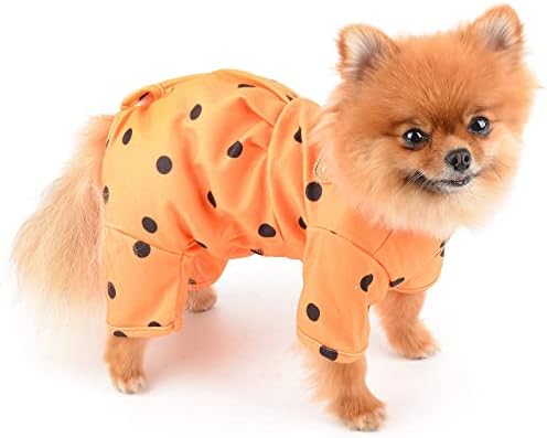 Платено мало куче скокање Полка точка пролетно лето целото тело Симпатична пижами мека удобна облека за кученца дишење мачки костум, портокал,
