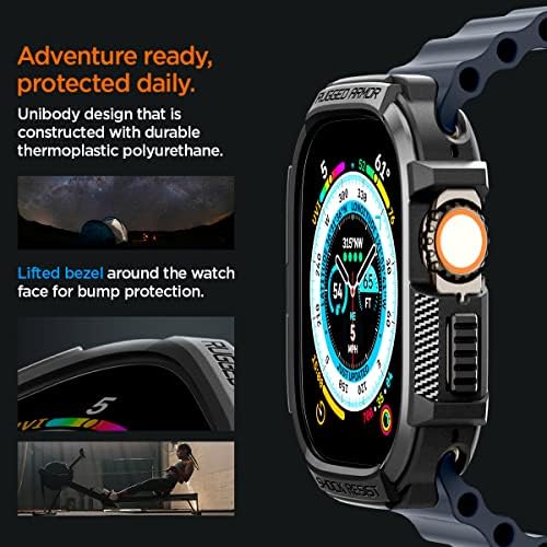 Спиген Солиден Оклоп Дизајниран За Apple Watch Ultra Cast Издржлив Случај TPU За Apple Watch Ultra 49mm Случај-Црно