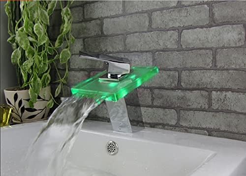 LED бојата што ја менува бањата тапа за бања за бања, монтирање на водопади стакло миксер.