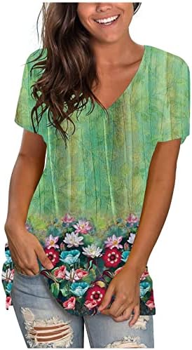 Есен летен кошула дами краток ракав 2023 облека памук V врат графички бренд блуза кошула за тинејџери девојки fe fe