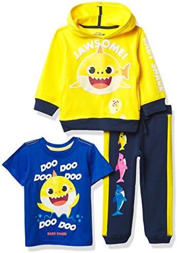 Пинфонг бебе ајкула графичка худи, маица и џогер џемпент, 3-парчиња атлетизирани облеки на пакети со сет-мачки момчиња