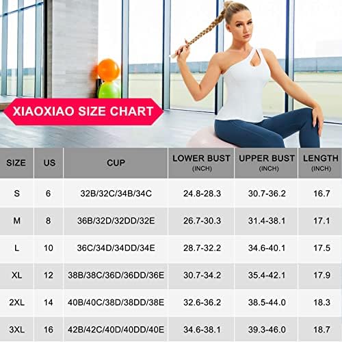 Резервоар за тренингот XiaoxiaO за жени, едниот врвови за рамо за женски маица за вежбање со џебови кои работат врвови