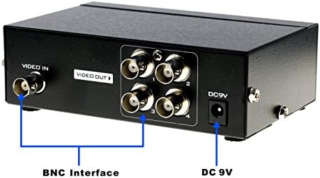 Оптимална продавница 4 пристаништа BNC видео сплитер 1 во 4 OUT BNC Coaxial TV CCTV DVR композитен видео адаптер црна