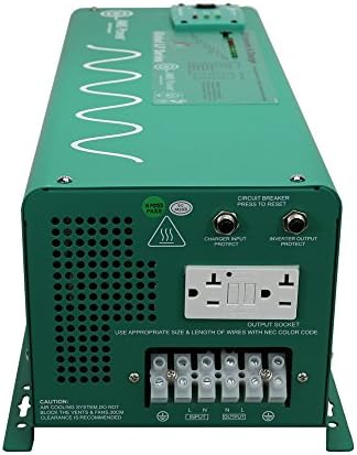 Aims Power Pooglf25W12V120AL Green 2500W Полнач за инвертер за напојување со прекинувач за трансфер