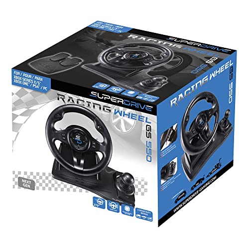 СУБСОНИЧЕН Супердрајв-тркачки тркачки тркала GS550 со педали, лопатки, менувач и вибрации За Xbox Serie X/S, PS4, Xbox One, КОМПЈУТЕР,