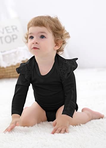 Guisby Bamboo BodySuit за бебе, подебели долги ракави цврсти каросерии за момчиња девојки 0-24 месеци