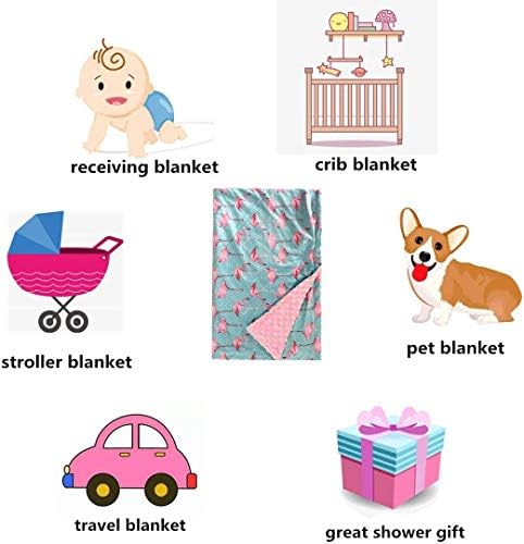 Бебе ќебе Супер меко минки ќебе со двоен слој, поткрепено со розово фламинго безбедносно ќебе за новороденчиња шетач за расадници кои примаат