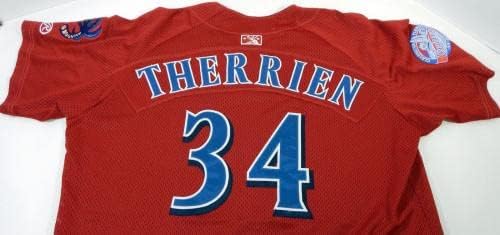 2015 Clearwater Threshers Jesen Therrien 34 игра користеше црвен дрес 100 -ти стр 16 - игра користена mlb Jerseys