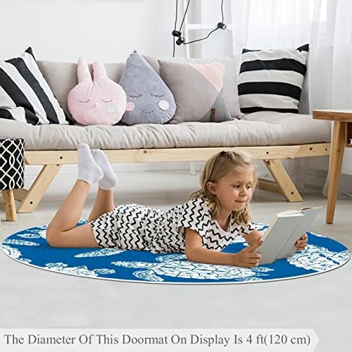 Llnsupply Детска килим 4 метри големи килими за тркалезно подрачје за девојчиња момчиња бебе - морски желки сина, домашен декор преклопен дете игра душек активен акт на ?