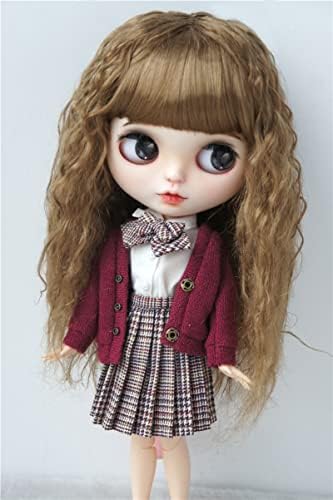 JD041 9-10 '' Blythe Size Doll Wigs 23-25cm кафеава мека мека собазу синтетички мохер Бјд кукла перики 9-10 '' Додатоци за кукли