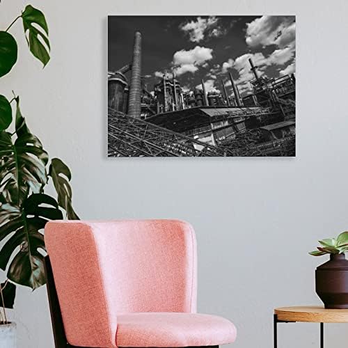 Постери за соба естетски 90-ти гроздобер ретро индустриска фабрика напуштени машини оџаци платно платно печати за wallидни уметности за wallидни