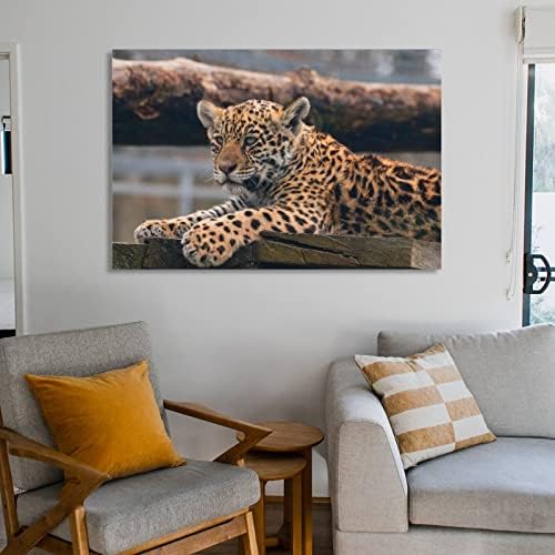 Животински постер платно платно wallид уметност диви животни леопард P-4 со соба украс канцелариски декор 24x36inch-стил во рамките