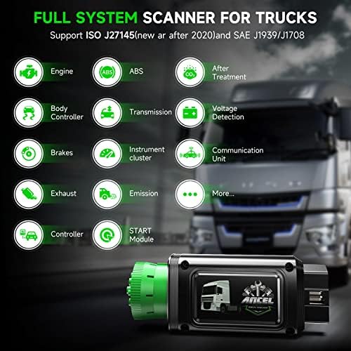 Скенер за тешки камиони, Ancel HD110 Bluetooth Truck Scan Tool, целосен систем за дијагностичко скенирање алатка присилен реген за