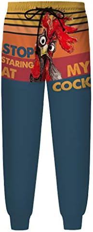Qtocio Pajama Pants Машка мода мисирки пилешко печатено дневно панталони, смешни, хумористични еластични панталони за домашни панталони