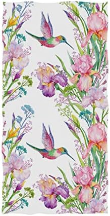 Наанле Пролет Колибри Ириси Цвеќиња Цветни Печати Меки Високо Апсорбирачки Големи Украсни Крпи За Раце За Гости Повеќенаменски За Бања, Хотел,