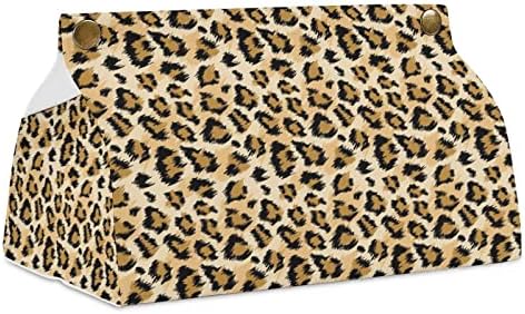 Модерен леопард кутија за ткиво на кожата, покритие модерно пупно кожени салфетки ткива држач за коцка за автомобилска бања ноќ стои