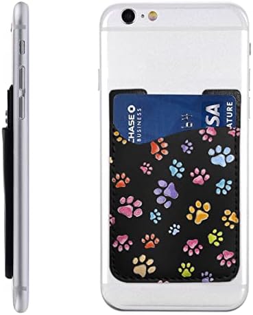 Држач на картички за печатење PAW PRINT, PU FARE LEATHER SELE-лепете ја лична карта за кредитна картичка за 2,4x3,5 инчен смартфон